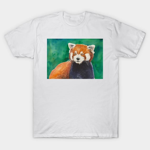 Red panda watercolor portrait T-Shirt by katerinamk